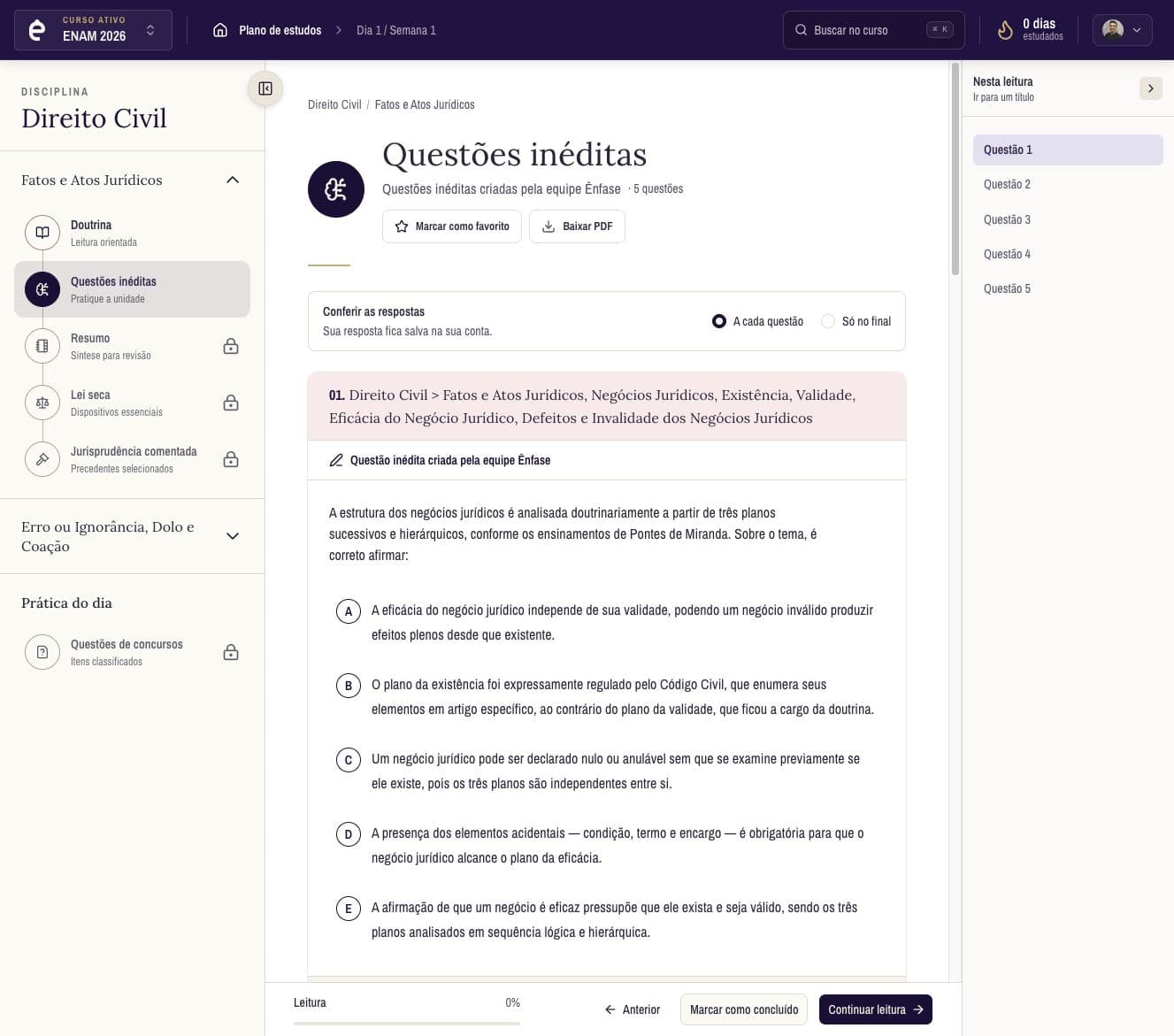 Questões inéditas criadas pela equipe Ênfase